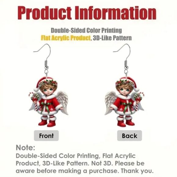 Hand crafted holiday dangle earrings - Picture 7 of 8